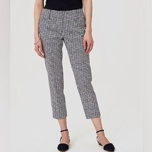 NWT Loft Riviera Marissa Fit Blue White Printed Cropped Pants 6P 6 Petite
